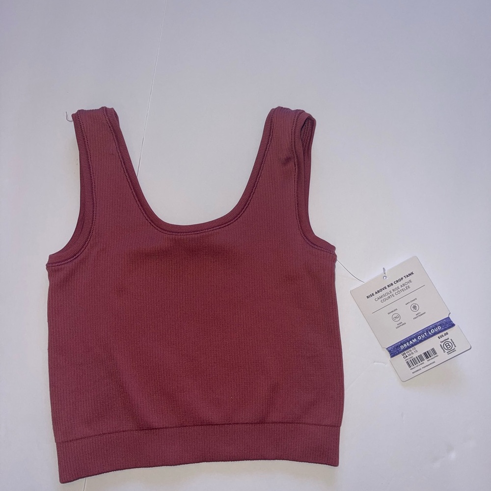 Athleta Girl M 8-10 Ribbed Mauve Rise Above Rib Crop Tank NWTS